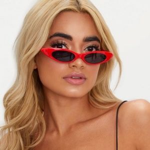Red matte thin sunglasses